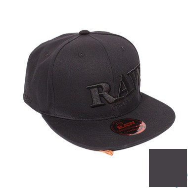 RAW Flat Brim Snapback Black On Black Baseball Cap (MSRP $20.00)