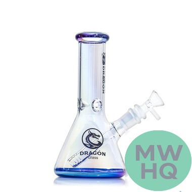 Dragon Glass Straight Tube Beaker Bong Water Pipe With Ice Catcher & Diffused Downstem - 325 Grams - 9 Inches - Assorted Colors [DGE-483] (MSRP $18.00)