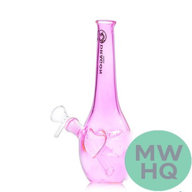 Dragon Glass Straight Tube Heart Vase Water Pipe With Downstem - 215 Grams - 8.5 Inches - Assorted Colors [DGE-480] (MSRP $26.00)