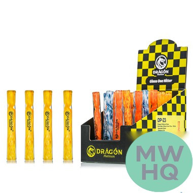 Dragon Platinum Glass One Hitter Chillum Hand Pipe - 105MM - Assorted Colors - Display of 24 [DP-23] (MSRP $5.00 Each)