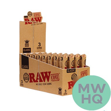 RAW Cone Rolling Papers - King Size - 32 Pack - 3 Cones Per Pack