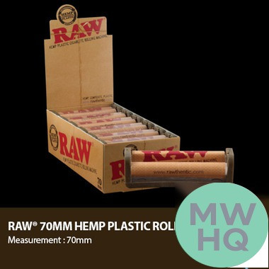 RAW Hemp Plastic Cigarette Rolling Machine - 70mm - Display of 12