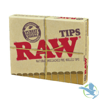 RAW Filter Tips - Natural Slow Burning Pre-Rolled Tips - Original - 21 Tips Per Pack - 20 Pack