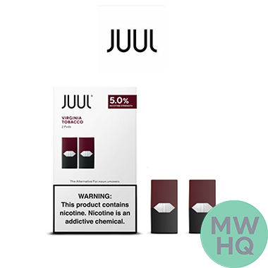 JUUL 2-Pack Pre-filled Replacement 5% Nicotine Salt Pods - Display of 8 Packs Virginia Tobacco