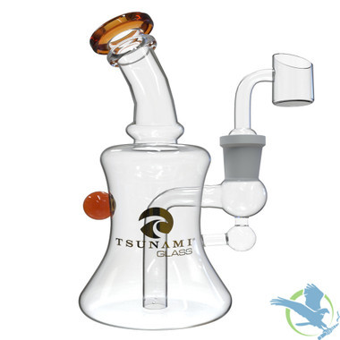 Tsunami Glass Water Pipe Rig Mini Micro - 6 Inches - 177 Grams - Amber