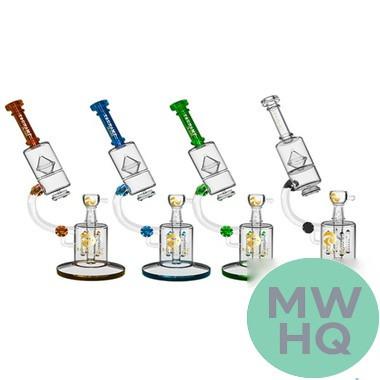 Tsunami Glass Water Pipe Microscope Quad Rocket Domed Perc - 14.5 Inches - 822 Grams
