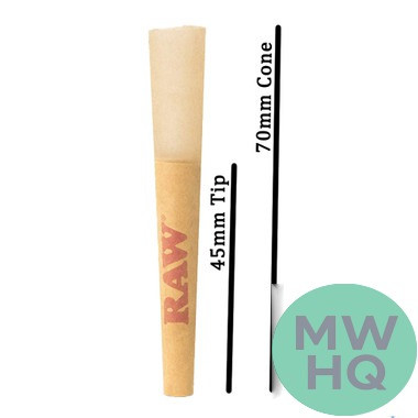 RAW Classic Single Size Pre-Rolled Cones - Pack of 20 Cones - Display of 12 Packs