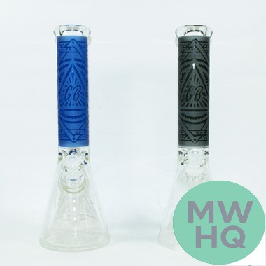 GB Glass Water Pipe Sand Blasted All Seer Frosted Design - 895 Grams - 14 Inches