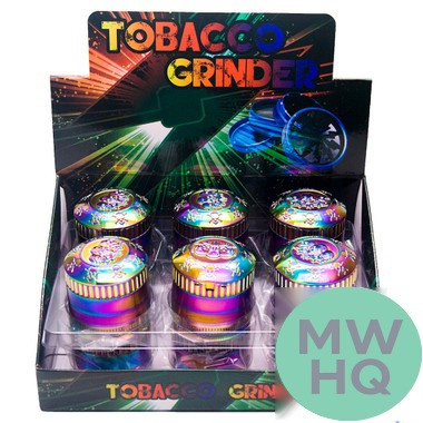 Metal Rainbow Grinder Skull Top Design - 4 Parts - 52MM - Assorted Designs - Display of 12 [GR208-52SKRB]