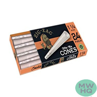Zig-Zag 1 1/4 Size Pre-Rolled Cone Rolling Papers - Pack of 24 - Display of 12 Packs