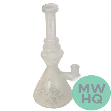 Biigo Glass Frosted Water Pipe Beaker Base With Matrix Perc + Funnel Style Hold + Design & Straight Neck - 605 Grams - 10.65 Inches - Assorted Colors [GT030]