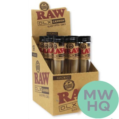 RAW DLX Cannon Handmade Glass Tipped Cones - Display of 12