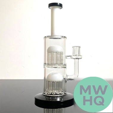 Glass Water Pipe Thick Base With 2 Tree Perc & Straight Neck - 726 Grams - 12 Inches [WCG30-0055]