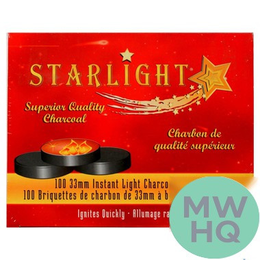 Starlight 33mm Instant Hookah Light Charcoal - 100 Tablets