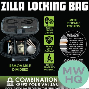 Smokezilla Zilla Thin Locking Bag - Assorted Colors - Display of 6