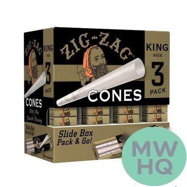 Zig-Zag Ultra Thin Cone Rolling Papers - King Size - Pack of 3 - Display of 36 Packs