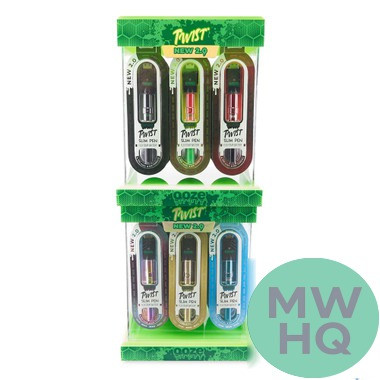 Ooze Twist Slim Pen New 2.0 Adjustable Voltage Battery 320mAh Assorted Colors - Stackable Acrylic Display of 48