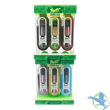 Ooze Twist Slim Pen New 2.0 Adjustable Voltage Battery 320mAh Assorted Colors - Stackable Acrylic Display of 48