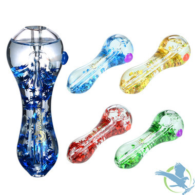 Dragon Glass Hand Pipe Glycerin Coil Stars Design Spoon - 125 Grams - 4.50 Inches - Assorted Colors [DGH-038]