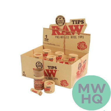 RAW Pre-Rolled Rose Tips - 1 Tip Per Box - Display of 6 Boxes