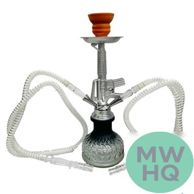 Zebra Smoke M16 Pumpkin Base 14 Inch Double Hose Hookah - Assorted Colors