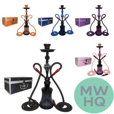 Tanya Hookah Justice 21 Inch Double Hose Hookah With Traveling Case - Assorted Colors