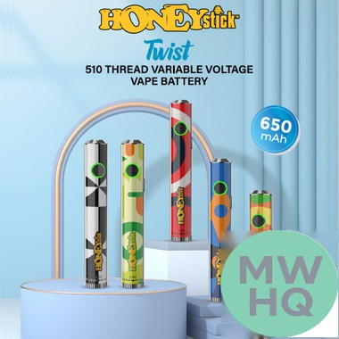 HoneyStick Twist 650mAh VV 510 Device Pen Battery - Assorted Colors - Display of 15