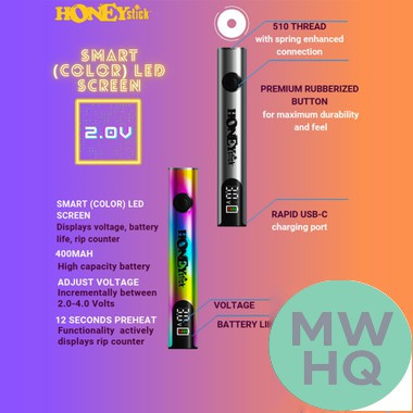 HoneyStick Digi Stick 400mAh VV 510 Device Pen Battery With LED Smart Screen