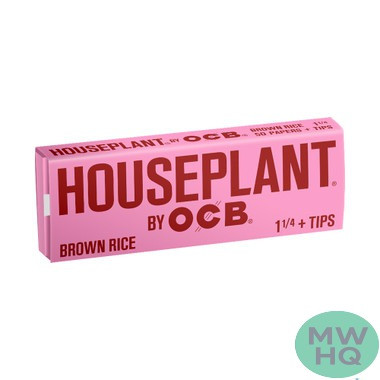 Houseplant By OCB Bamboo Rolling Papers 1 1/4 Size + Tips - Display of 24 Booklets
