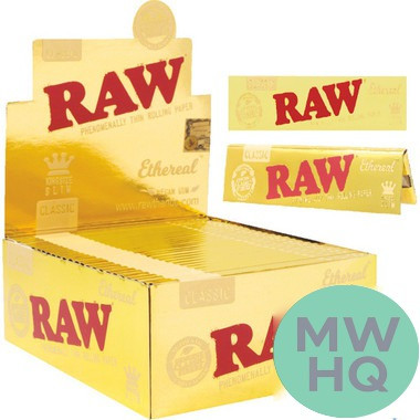 RAW Classic Ethereal King Size Slim Rolling Papers - Pack of 32 - Display of 50 Packs