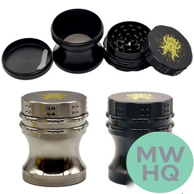 Shredder 4 Piece Small Grinder Studded Grip Design - Style 20 - 52mm - 4 Part - Assorted Colors