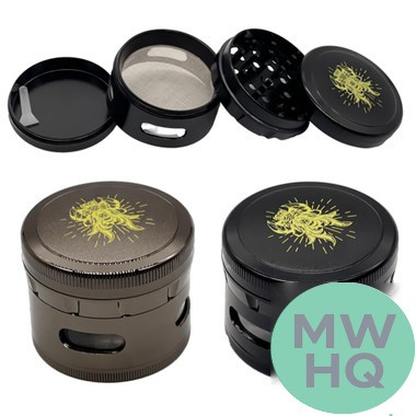Shredder 4 Piece Large Grinder With Horizontal Window - Style 30 - 63mm - 4 Part - Assorted Colors