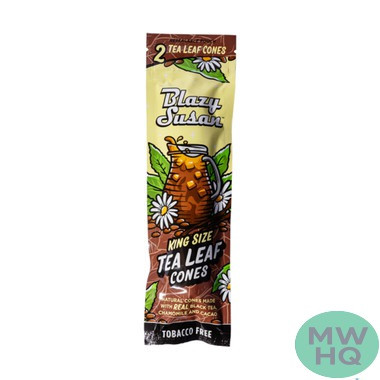 Blazy Susan Tea Leaf King Size Cones Tobacco & Nicotine Free Vegan - Pack of 2 - Display of 10 Packs