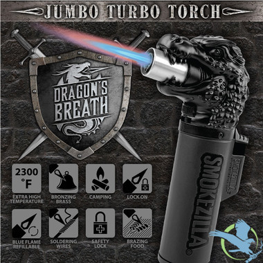 Smokezilla Dragon XXL Torch Lighter - Assorted Colors - Display of 6