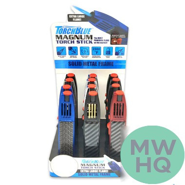 Torch Blue Magnum Zinc Torch Stick Lighter - Assorted Colors - Display of 12 [23755]