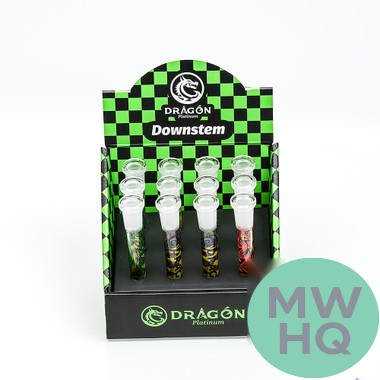 Dragon Platinum Diffused Downstem Frosted Joint - Assorted Colors - Display of 12 [DP-03]