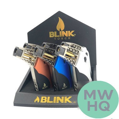 Blink Militia Adjustable Flame Butane Gas Torch Lighter - Assorted Colors - Display of 6 [952]