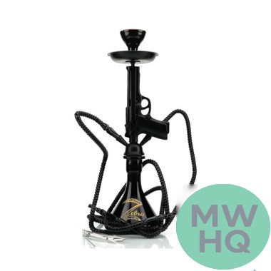 Zebra Smoke Pistol 14 Inch Double Hose Hookah - Assorted Colors