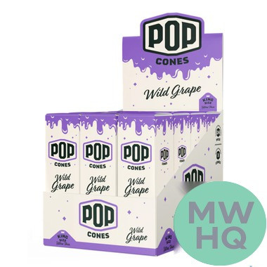 Pop Cones Ultra Thin King Size Cones - Pack of 3 - Display of 24 Packs
