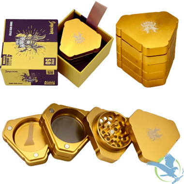 Shredder Large Grinder Triangular Shape - Style 50 - 63mm - 4 Part - Gold
