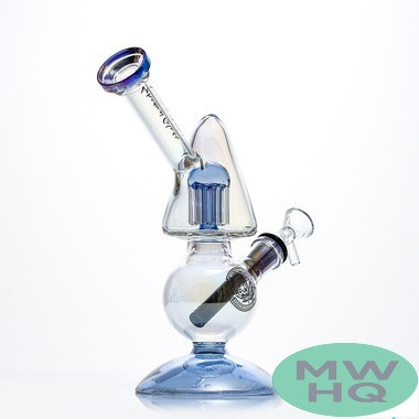 Shadow Glass Water Pipe Inclined Neck With Tree Perc & Diffused Downstem Perc - 350 Grams - 8.5 Inches - Assorted Colors [SGE-088]