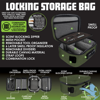 Smokezilla Canvas Locking Storage Bag With Smell Proof Technology - Assorted Colors [23318]