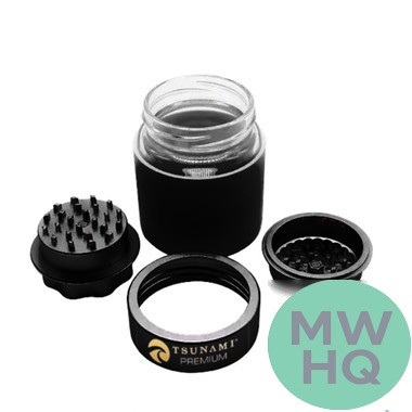 Tsunami Premium Metal Grinder Air Tight Glass Jar With Locking Lid