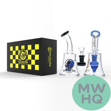 Dragon Platinum Water Pipe Bell Shape With Perc - 230 Grams - 7.0 Inches - Assorted Colors [WPE-038]