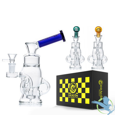 Dragon Platinum Water Pipe Recycler Inclined Neck With Perc - 280 Grams - 7.5 Inches - Assorted Colors [WPE-039]