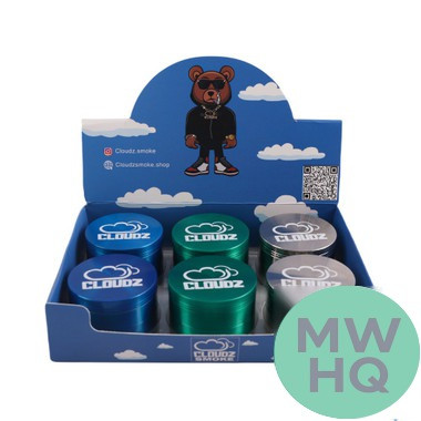 Cloudz Smoke Grinderz Original Edition Grinder - 63mm - 4 Parts - Assorted Colors - Display of 6