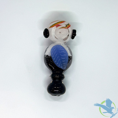 Glass Hand Pipe Rasta Line Head Double Frit Color Leaf Belly Spoon - 122 Grams - 5 Inches [B603]