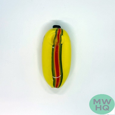 Glass Hand Pipe Round Frit Brick Color Line Spoon - 135 Grams - 4 Inches [B616]