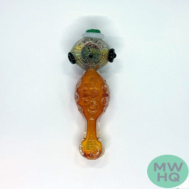 Glass Hand Pipe Frit Golden Fumed Marble Round Belly Spoon - 135 Grams - 5 Inches [B621]