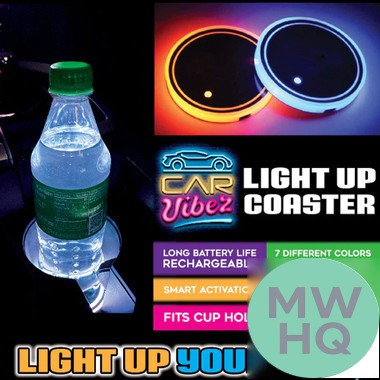 Car Vibez LED Light Up Coaster Waterproof With USB Cable - Display of 4 [41678]